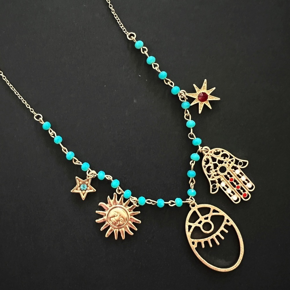 Hamsa Hand Evil Eye Charms Necklace
